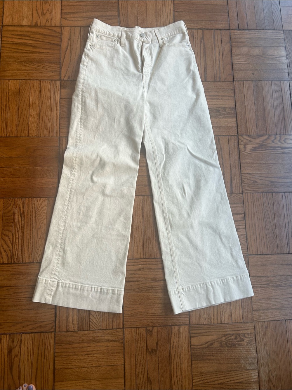J. Crew Cream Wide-Leg Flare Jeans